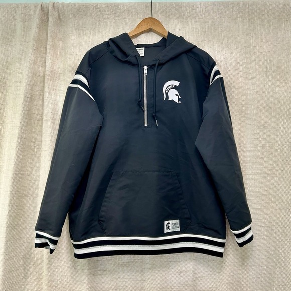 Victoria's Secret Jackets & Blazers - Victoria's Secret Pink Michigan State 1/2 Zip Rain Jacket Graphic M Pullover